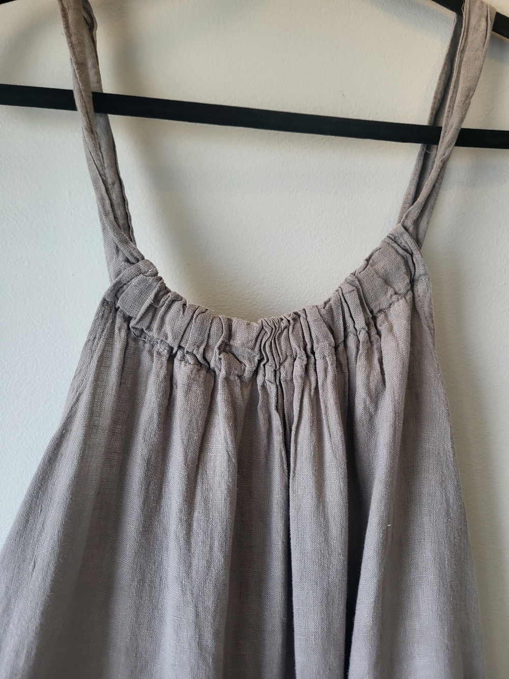 Women's Maxi Dress - Light Taupe Sleeveless Linen-Blend - Picture 5 of 10